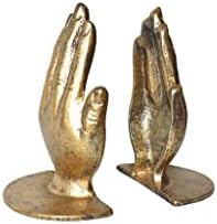 Hands Bookends, Prayer Hand Decorative Bookends Unique Gold Book Ends Heavy Duty Cast Iron Bookends for Shelves Decorative by JUCONSIN