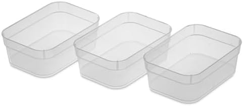 Sterilite Medium Storage Tray Containers with Sturdy Banded Rim and Textured Bottom for Desktop and Drawer Household Organization, Clear, 48 Pack - Image 3