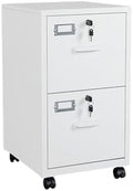 BYNSOE 2 Drawers File Cabinet with Lock Metal Vertical File Cabient with Wheels Mobile File Cabinet for Office Home Legal/Letter/a4 Size Require Assembly by BYNSOE