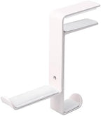 Headphone Stand Headphone Holder Headset Bracket Hanger Metal Wall Stand, Rotatable Double Clamp Hook for - Under Desk Space Save Mount(White) by Unknown