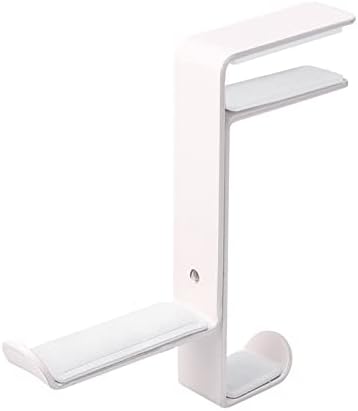 Headphone Stand Headphone Holder Headset Bracket Hanger Metal Wall Stand, Rotatable Double Clamp Hook for - Under Desk Space Save Mount(White) by Unknown
