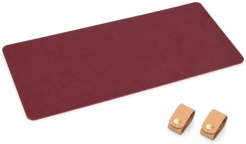 Double-Sided Composite Desk Mat, Burgundy+Cork, 120x60cm, w/Strap by Okiyakusama