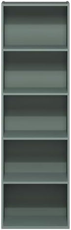 Furinno LUDER Book Shelf, 5-Tier Bookshelf, Bookcase with Open Shelves, 9.4 x 15.8 x 52, Easy Assembly, for Living Room, Bedroom, Home Office, Sage Green - Image 7