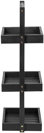 happimess Tilly 30" 3-Tier Acacia Freestanding Shower Caddy, Black - Image 6