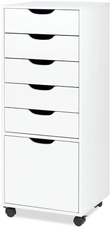 TUSY Mobile File Cabinet, 5-Drawer Storage Cabinet, Vertical Rolling Storage Organizer Chest with Wheels & Anti-Tip Kit, for Home Office, Craft Room, White by TUSY