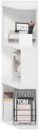 Furinno ECON Corner Shelf, 3-Tier Corner Book Shelf, Standing Storage Shelves, Cube Display Rack, Bookshelf, for Organization and Storage, Living Room, Home Office, Plain White - Image 5