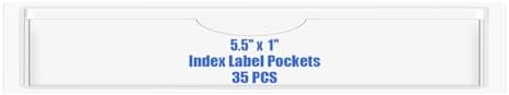 Origin-Joy 35 PCS Self Adhesive Index Card Pockets with Top Open, Clear Plastic Label Holder for Cards of Note, Library and Business, Adhesive Label Pockets & Card Holder (5.5 x 1 inch) by Origin-Joy