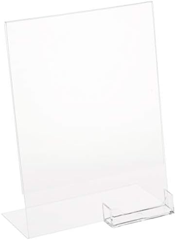 Dazzling Displays Clear Acrylic Slanted Sign Holder Picture Frame 8.5 x 11 with Attached Business Card Holder - Premium Acrylic Sign Holder for Office, Retail, Tradeshow and Home Use (4) by Dazzling+Displays