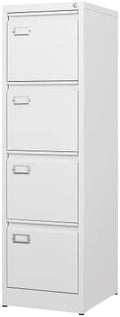 BYNSOE 4 Drawer File Cabinet with Lock Metal Vertical File Storage Cabinet Office Home Steel Vertical File Cabinet for A4 Legal/Letter Size Narrow File Cabinet Locked,Assembly Required by BYNSOE