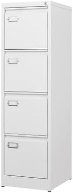 BYNSOE 4 Drawer File Cabinet with Lock Metal Vertical File Storage Cabinet Office Home Steel Vertical File Cabinet for A4 Legal/Letter Size Narrow File Cabinet Locked,Assembly Required by BYNSOE