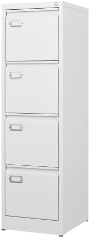 BYNSOE 4 Drawer File Cabinet with Lock Metal Vertical File Storage Cabinet Office Home Steel Vertical File Cabinet for A4 Legal/Letter Size Narrow File Cabinet Locked,Assembly Required by BYNSOE
