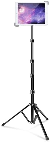 elitehood iPad Tripod Stand, Aluminum Alloy iPad Stand, 360 Rotation Adjustable Height iPad Stand Holder for Floor, Universal Compatible with All 7.9-11 Inch Tablet by Builtyourelitelive