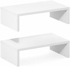 Set of 2 Stackable Separable Laptop Stand for Desk, Desk Organizers and Accessories, Dual Monitor Riser, for Office Desk Accessories, Office Supplier, Monitor Stand Riser, White - Image 4