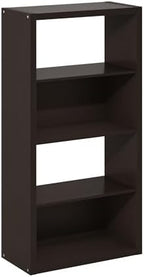 Furinno Viola 4-Tier Book Shelf, Extra Thick Frame Bookshelf, Dark Oak - Image 6