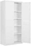 Fesbos Metal Storage Cabinet-71” Tall Steel File Cabinets with Doors and 5 Adjustable Shelves-White Steel Storage Cabinet for Home,Kitchen, School, Office, Garage by Fesbos