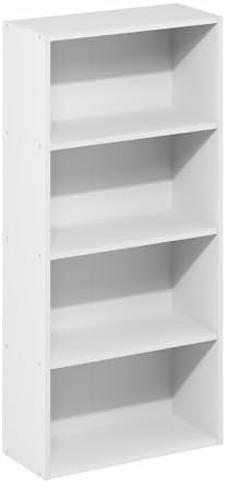 Furinno Basic Book Shelf, 4-Tier Bookcase with Open Shelf, Bookshelf, Cube Storage Organizer, 7 x 17 x 35, for Living Room, Bedroom, Home Office, White - Image 5