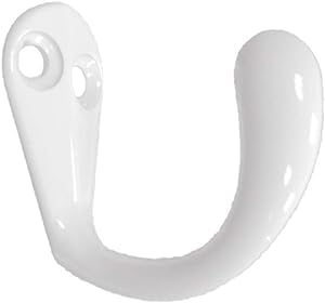 QCAA Premium Quality Single Prong Robe Hook Hanger, Zinc Die Cast, White, Made in Taiwan, 50 Pack by QCAAHardware