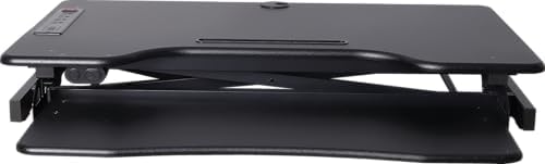 Rocelco 37.4" Electric Standing Desk Converter with AC USB Charger - Motorized Height Adjustable Sit Stand Up Dual Monitor Riser - Tabletop Computer Workstation - Large Keyboard Tray - Black (R EDRB2) - Image 5