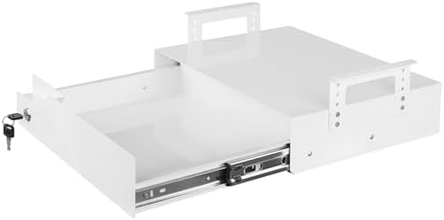 Under Desk Drawer Storage with Lock, Metal Undermount Table Drawer, Ball Bearing Slides Out Tray Organizer for Paper, Pencil, and Laptop 17.3"x11.8"x5.4", White with Adjustable Brackets by CiaoStilista