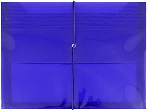 JAM PAPER Plastic Expansion Envelopes with Elastic Band Closure - Letter Booklet - 9 3/4 x 13 with 2.5 Inch Expansion - Blue - 12/Pack by JAMPaper