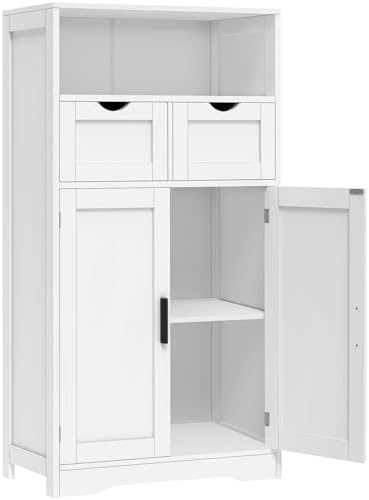 Iwell Bathroom Storage Cabinet with 2 Drawers, Small Kitchen Pantry Cabinet by IWELL