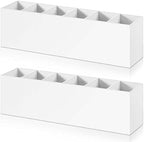 2 Pcs Acrylic Makeup Brush Holder 6 Compartments Pen Organizer, White by Juexica