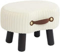 Foot Stools Small, White Ottomon with Handle, Velvet Footrest by Leesingdo