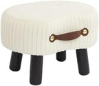 Foot Stools Small, White Ottomon with Handle, Velvet Footrest by Leesingdo