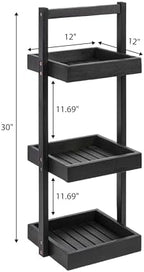 happimess Tilly 30" 3-Tier Acacia Freestanding Shower Caddy, Black - Image 3