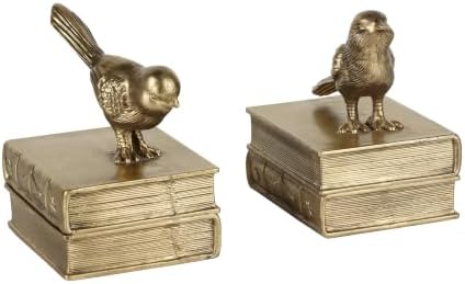 NIKKY HOME Decorative Bird Bookends Gold Book-Shaped Non-Slip Cute Book Ends for Nursery Shelves Children Girls - Image 2