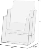 Marketing Holders 4 Pack Two Pocket Brochure Holder 6 Inch Bifold Countertop Take One Booklet Flyer Display Stand Clear Acrylic 2 Tiered Hand Out Advertisement Literature Organizer - Image 4