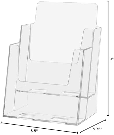 Marketing Holders 4 Pack Two Pocket Brochure Holder 6 Inch Bifold Countertop Take One Booklet Flyer Display Stand Clear Acrylic 2 Tiered Hand Out Advertisement Literature Organizer - Image 4