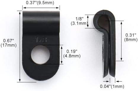 BAOMAIN 1/8-Inch R-Type Cable Clamps, 1000-Pack Black Nylon Wire Management Clips, UC-0 Screw-On Cord Fasteners for Home, Office, and Industrial Use - Image 2