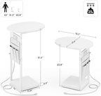 Vagusicc C Shaped End Table with Charging Station, 32" Tall Side Table for Couch and Recliner, Adjustable Height Small Couch Side Table Slide Under Sofa TV Tray Table for Living Room, Bedroom, White - Image 3