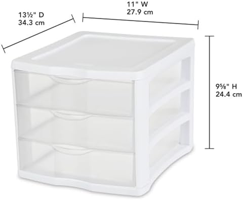 Sterilite Wide 3-Drawer Storage Unit for Bedroom and Dresser, 8-Pack - Image 3