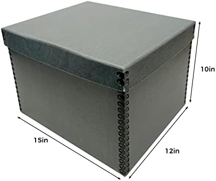 Lineco Record Storage Box 12x15x10 inch, Acid-Free Gray Boxboard, 1 Pack - Image 2