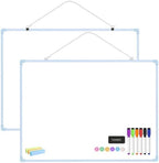Dry Erase Board for Wall, 24" x 18" Double-Sided Hanging Magnetic Whiteboard with 6 Markers, 6 Magnets and 3 Mini Sticky Notes, Large White Board for School, Home, Office, Blue Frame by Lumspax