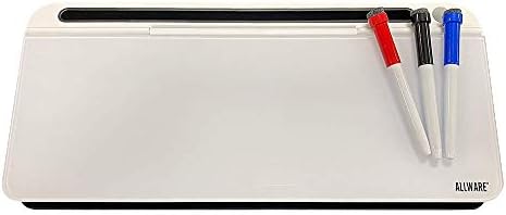 Desktop Whiteboard Set with 3 Colored Markers and Dry Erase Surface, Glass Whiteboard with Accessory Tray, White by DUKAPOUTDOOR