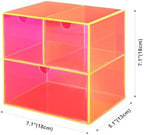 Gelite Desk Organizer with 3 Storage Drawers for Makeup Office Acrylic Desktop Drawer Organizer for Vanity Office Organization and Storage Box, Neon Pink - Image 2