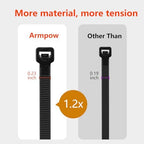 Armpow 16 Inch Black Zip Ties 500 Pack, 75 lbs Tensile Strength, Self Locking Nylon PA66 Heavy Duty Cable Ties - For Indoor and Outdoor Bundling - Image 3
