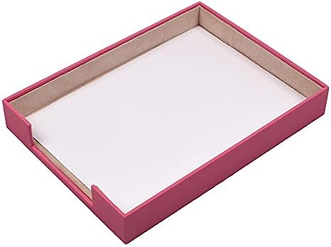 MOOGCO Leather Document Tray - Pen Holder - Note Paper Holder -3 Accessories-Desk Organizer - Office Desk Accessories - Desktop Storage - 3 PCS (PINK) - Image 4