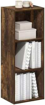 Furinno LUDER Book Shelf, 3-Cube Bookshelf, Bookcase with Open Shelves, 9.3 x 12 x 31.5, Easy Assembly, for Living Room, Bedroom, Home Office, Amber Pine by Furinno-FitsYourSpaceFitsYourBudget