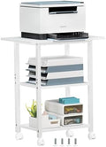 Lerliuo 3-Tier Printer Stand, Industrial Mobile Printer Table with Storage Shelf and Steel Frame, Rolling Printer Cart Holder with Lockable Wheels for Home, Office (White) by Lerliuo
