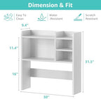 30 Inch Wide Small White Desk Hutch Dorm Top Only 5 Shelves Organizer for College - Image 3