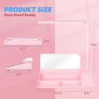SHANTRA 16'' x 7'' Desktop Whiteboard with Fast Charger Station & Adjustable LED Lamp, Pink Desk Dry Erase Board with Organizer, Computer Pad & Keyboard Stand for Home, School, Office Desk Accessories - Image 4