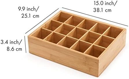 GOBAM Bamboo Closet Drawer Divider - Storage Organizer with 15 Compartments, Drawer Organizer, Storage Box for Belts, Ties, Bras, Briefs, Socks & Jewelry - Natural - Image 2