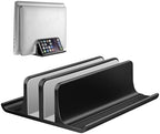 Vaydeer Double Adjustable Vertical Laptop Stand Newly Designed 2 Slots Aluminum Desktop Dual Holder for All MacBook/Chromebook/Surface/Dell/iPad Up to 17.3 Inches - Black by Vaydeer