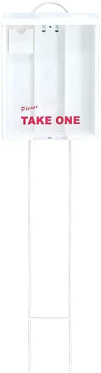 White Outdoor Real Estate Brochure Box, Attached Yard Stake, Holds 250 8.5 x 11 Documents and 60 Business Cards, Flyer Literature Marketing Stand (6) by Unknown