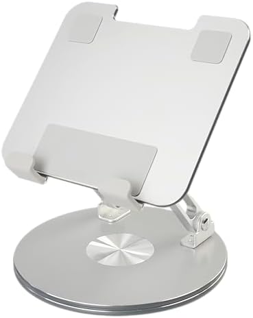 Desktop Tablet Stand with 360° Rotation & Height Adjustment – Heavy Duty Aluminum Alloy Tablet Holder for Desk, Compatible with iPad, Tablets, Laptops & Drawing Boards (4.5-14 inch, Silver) - Image 5
