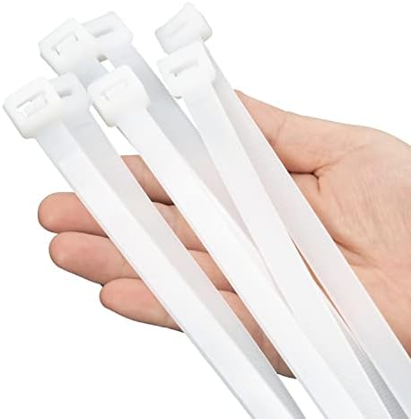 XINGO 12 Inch White Large Zip Ties Heavy Duty 500 Pack, 200 LBS Ultra Strong Plastic Wire Ties, Large Cable Ties Extra Long Tie Wraps, Indoor and Outdoor UV Resistant by XINGO